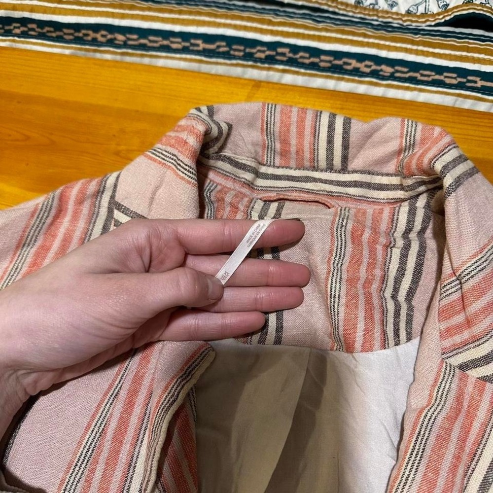Free People Blazer Cardigan Pink Striped Lightweight Jacket XS - Picture 2 of 4